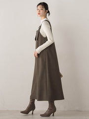 ミックスツイード×レザーライクジャンスカ≪洗濯機で洗える≫