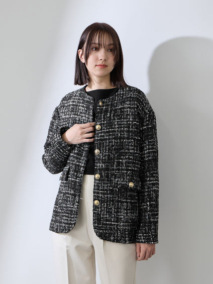 チュールレイヤーセットツィードジャケット