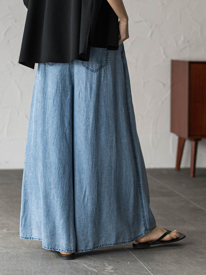 ゆれるデニムフレアパンツ