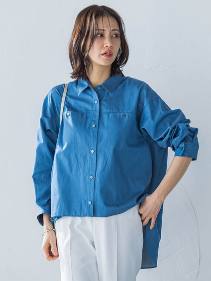 【一部店舗限定販売】ライトデニムシャツ≪洗濯機で洗える≫