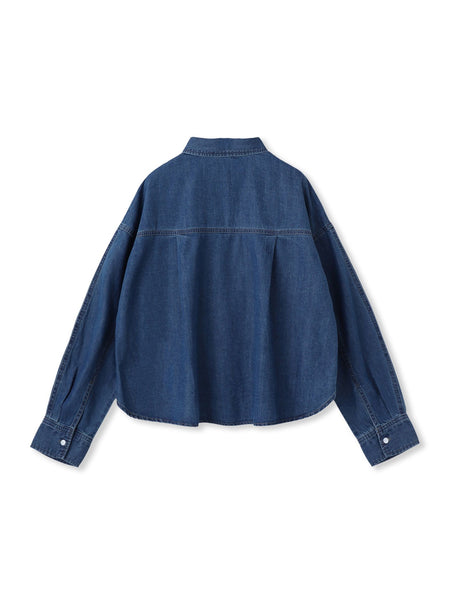 ラウンドヘムデニムクロップドシャツ