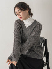 【WEB限定】モヘヤラメVネックショートプルオーバー≪手洗い可能≫