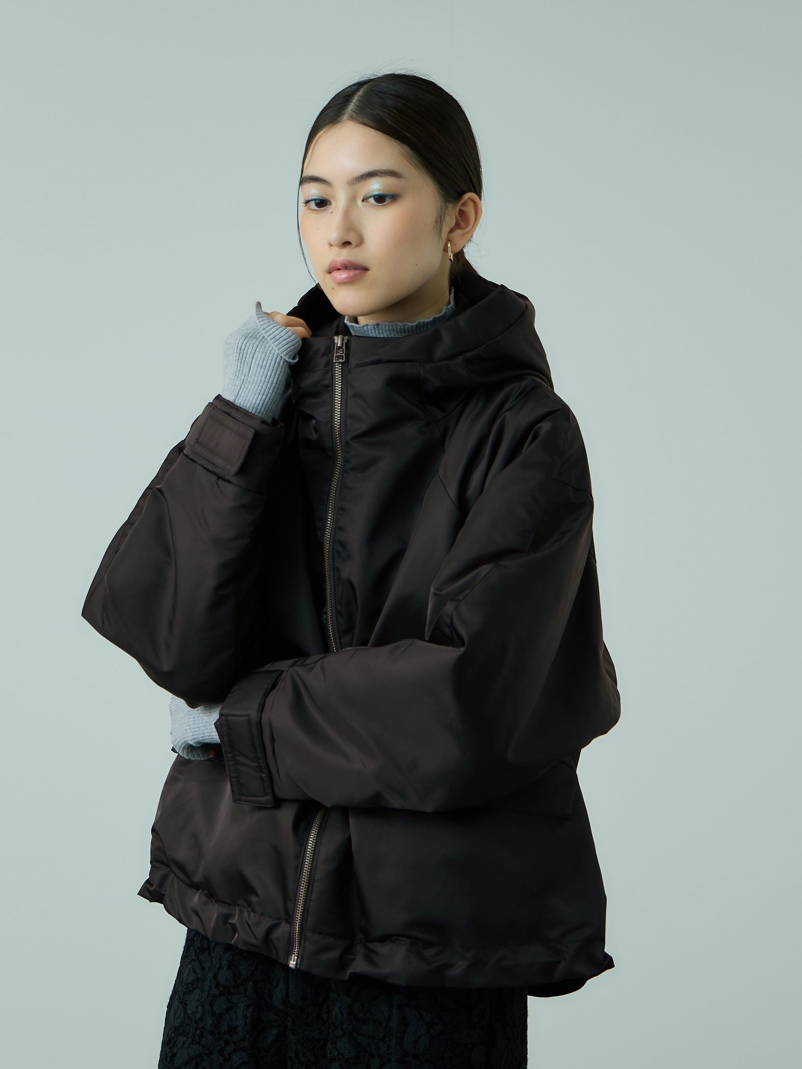 ナイロン中綿フードMA-1ジャケット≪手洗い可能≫