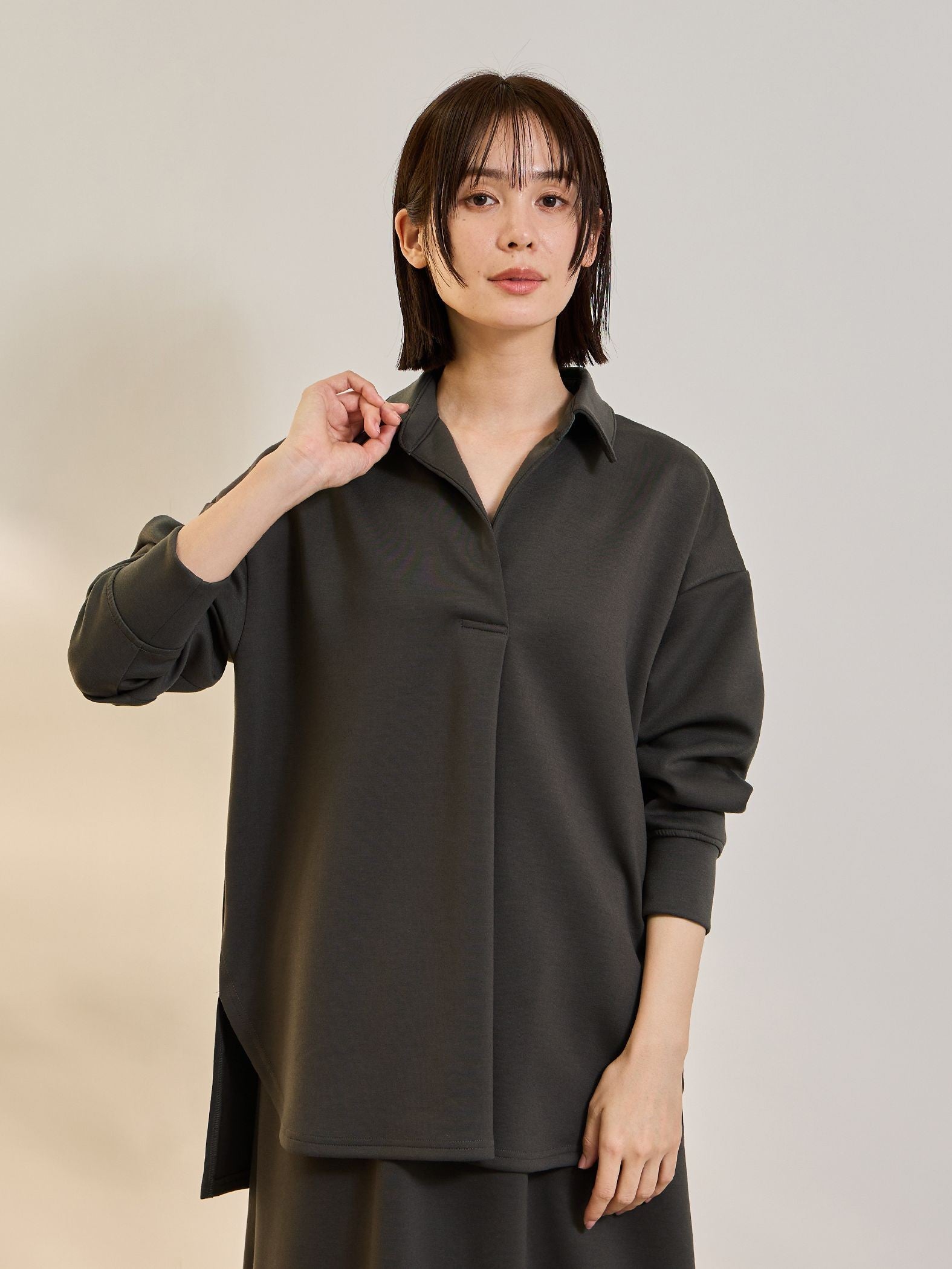 【SET】ダンボールニットスキッパートップ×スカート2ピース