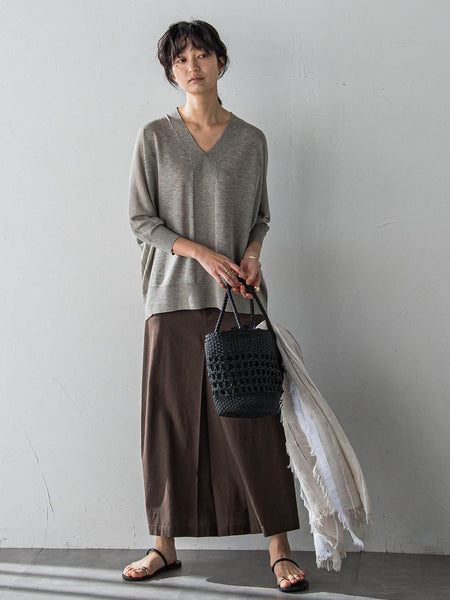 LEVITAシアーVネックドルマンニットプルオーバー≪手洗い可能≫