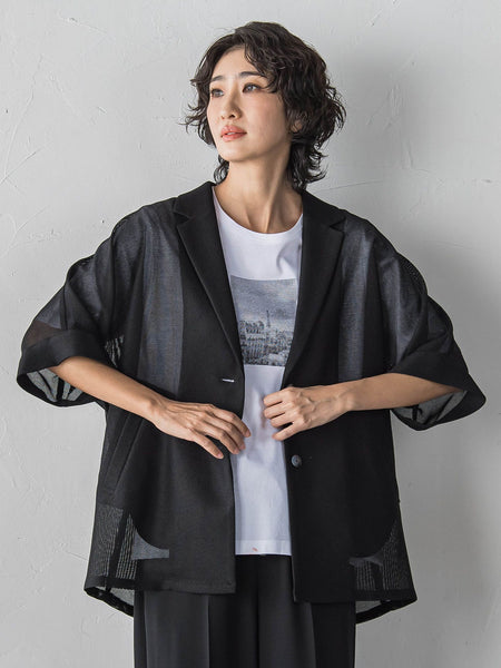 ”カーデみたいに羽織れる”メッシュジャケット