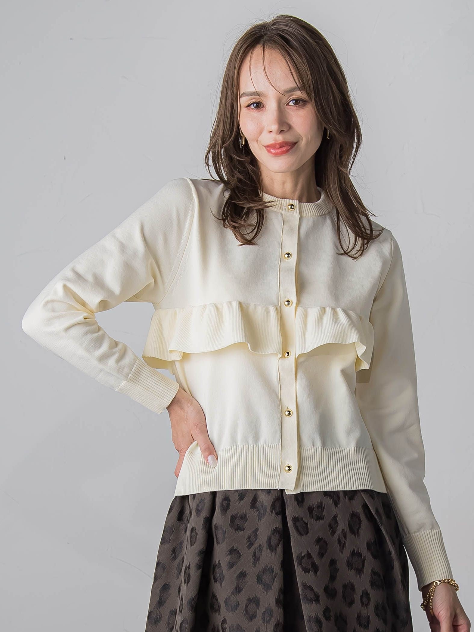 【WEB限定】フリルクルーカーディガン