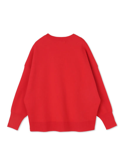 ダブルジャカードVネックニット≪手洗い可能≫