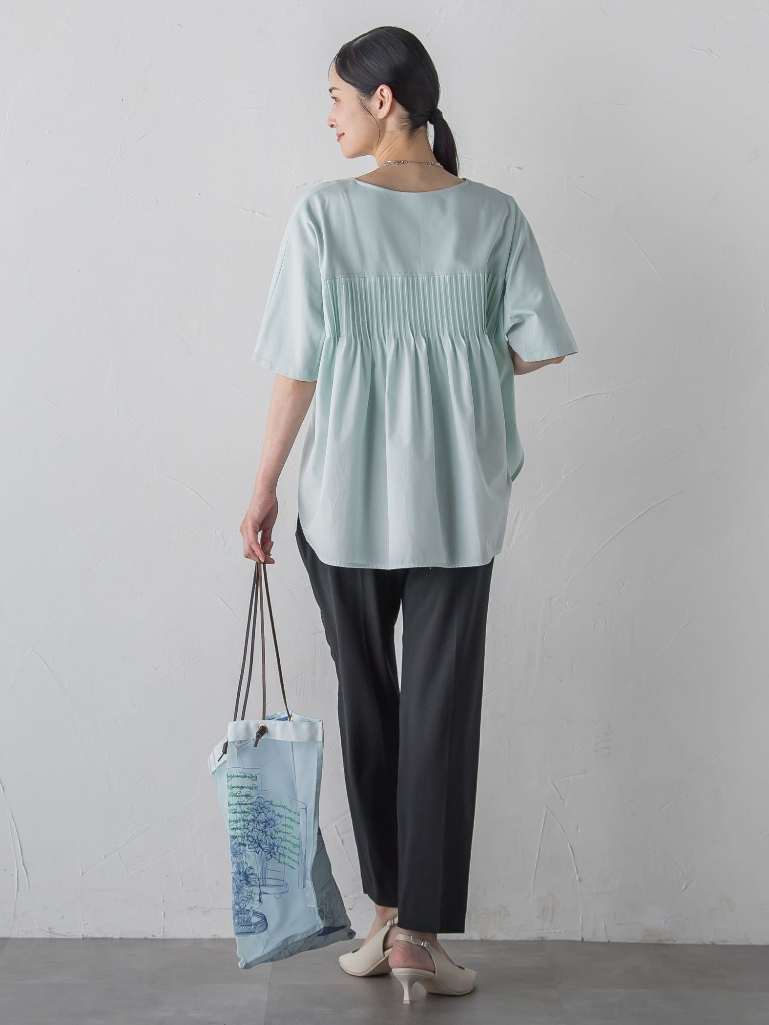 【WEB限定】≪夏の体型カバーに≫タックフレアカットソー