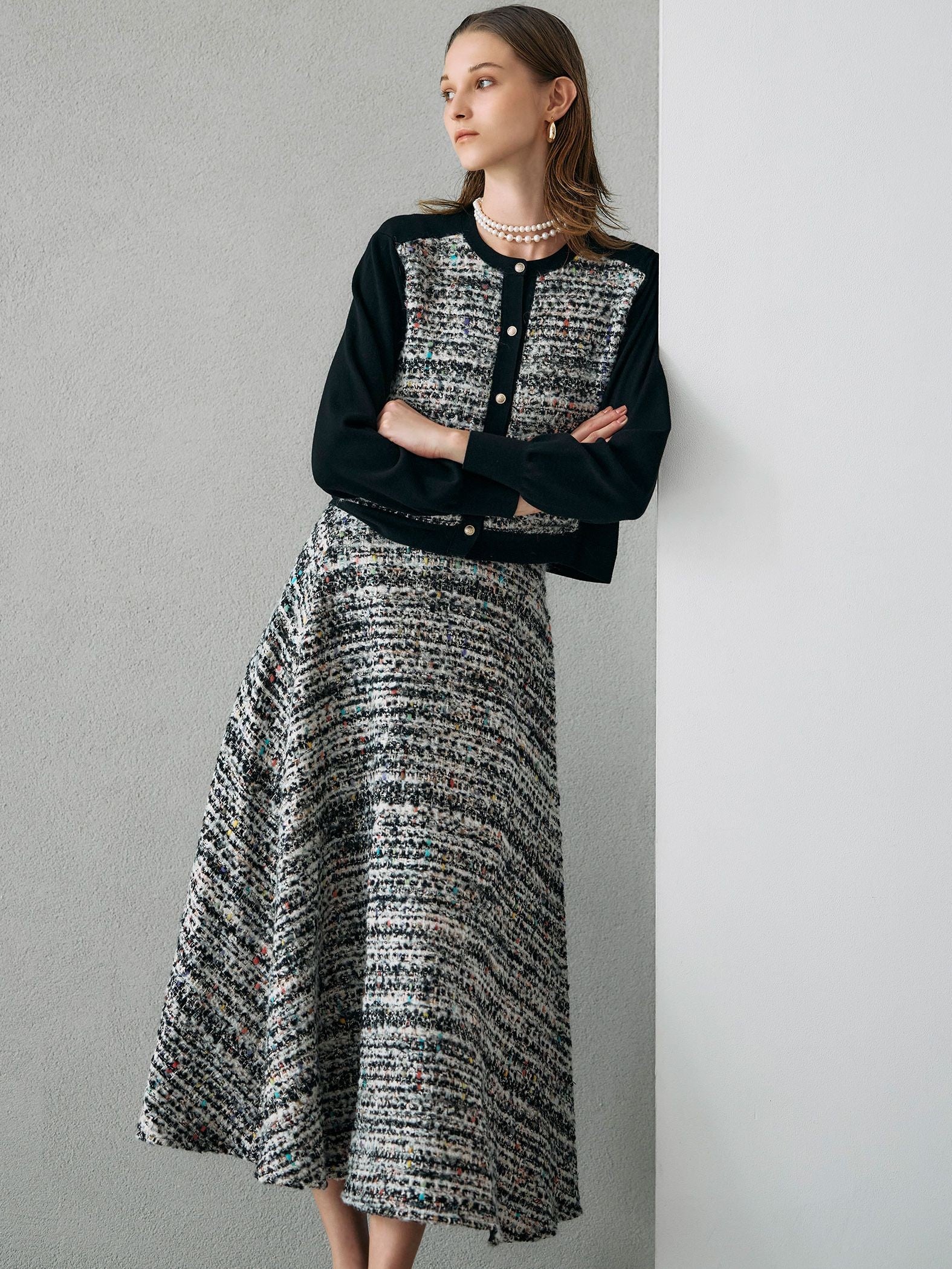 ツイードドッキングカーディガン