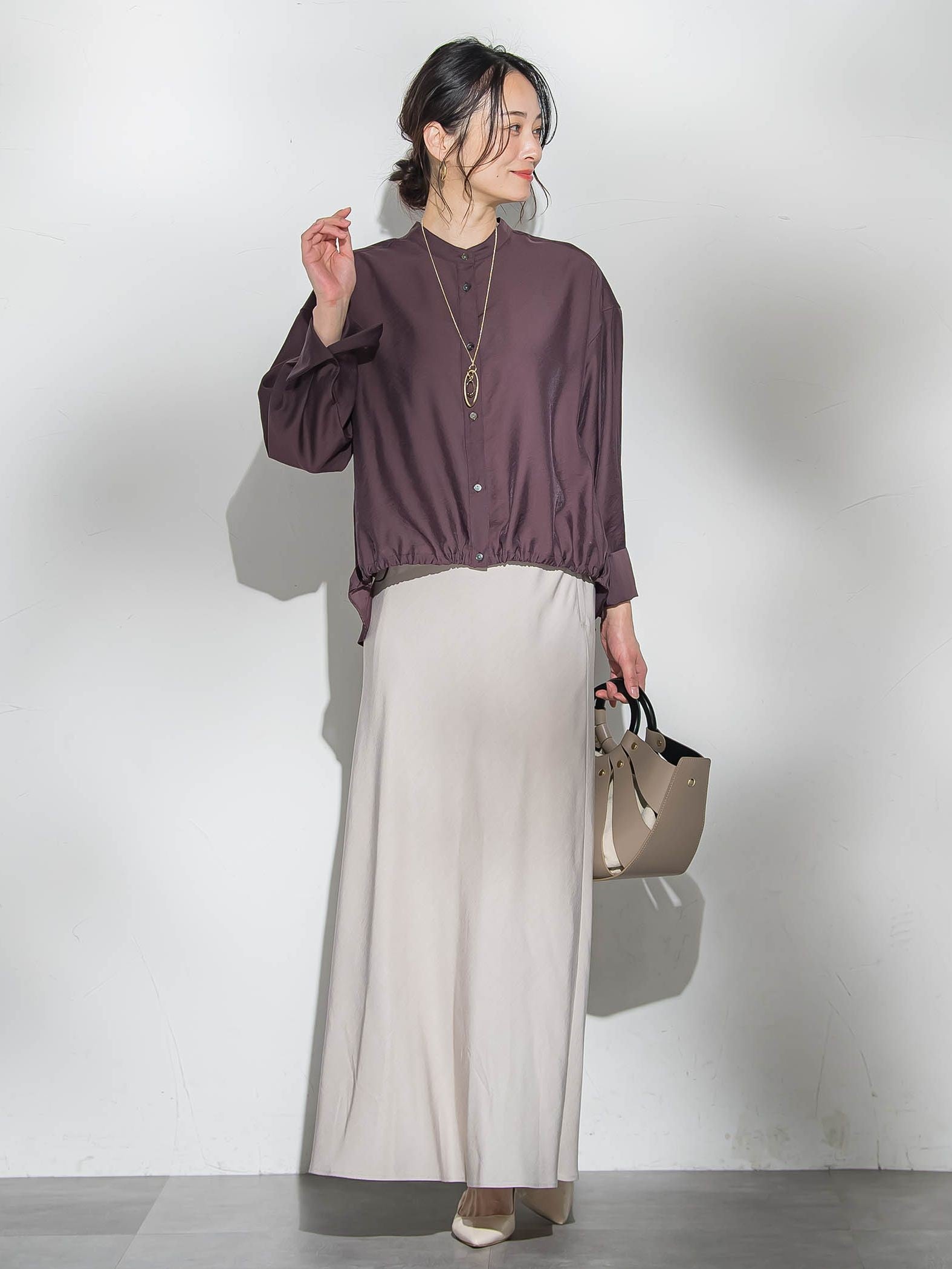 シアーバンドカラーブラウス≪洗える≫