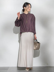 シアーバンドカラーブラウス≪洗える≫