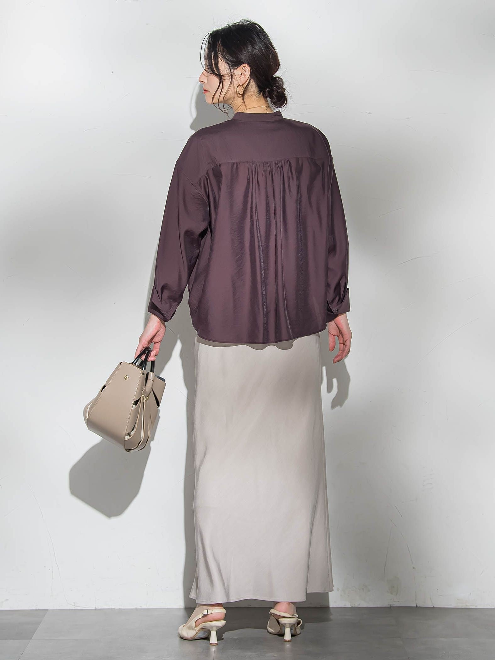 シアーバンドカラーブラウス≪洗える≫