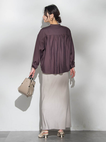 シアーバンドカラーブラウス≪洗える≫