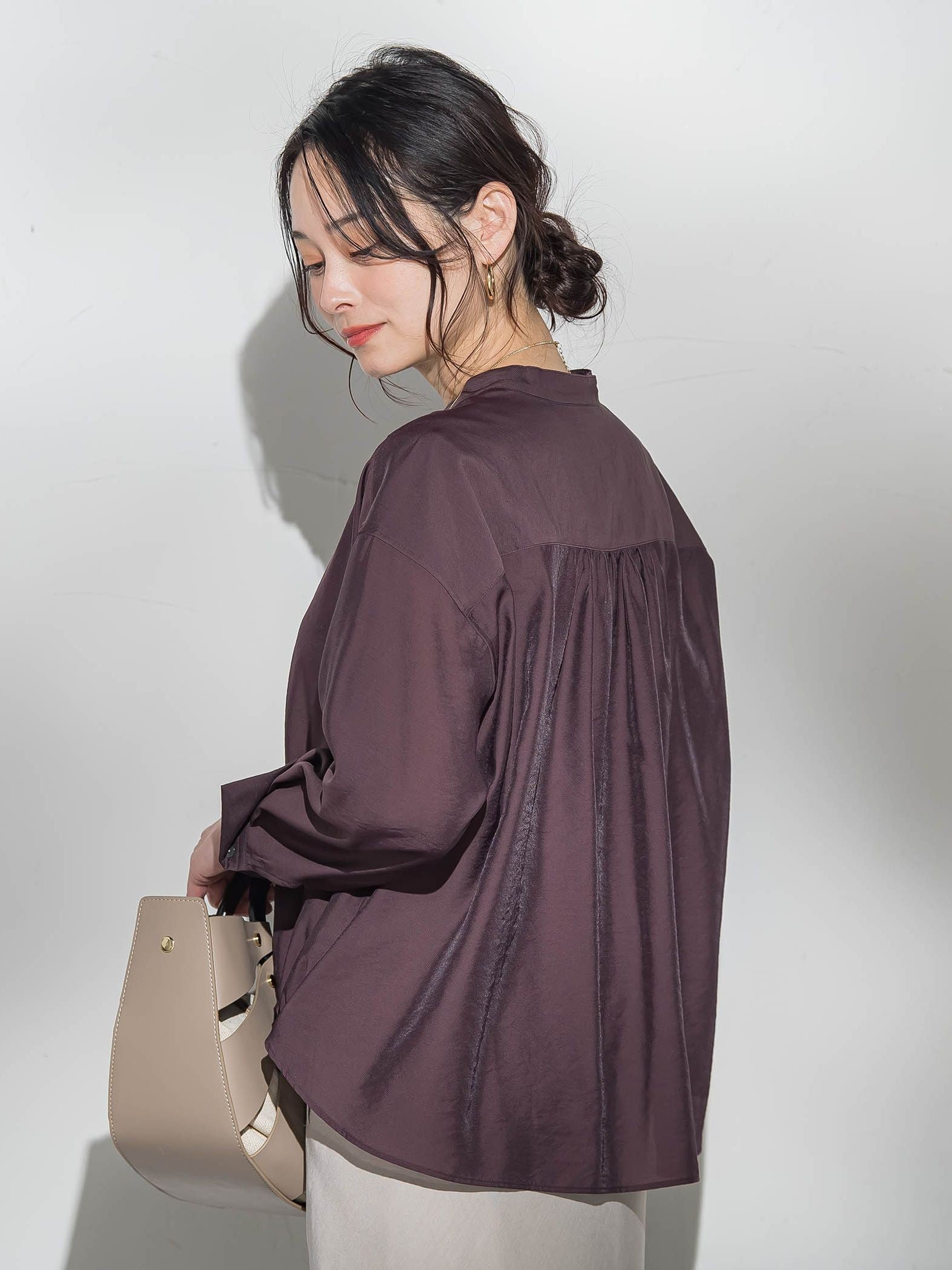 シアーバンドカラーブラウス≪洗える≫