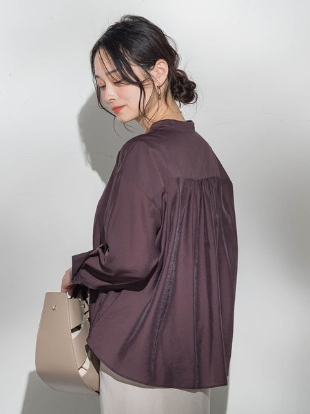 シアーバンドカラーブラウス≪洗える≫