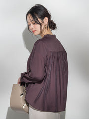 シアーバンドカラーブラウス≪洗える≫