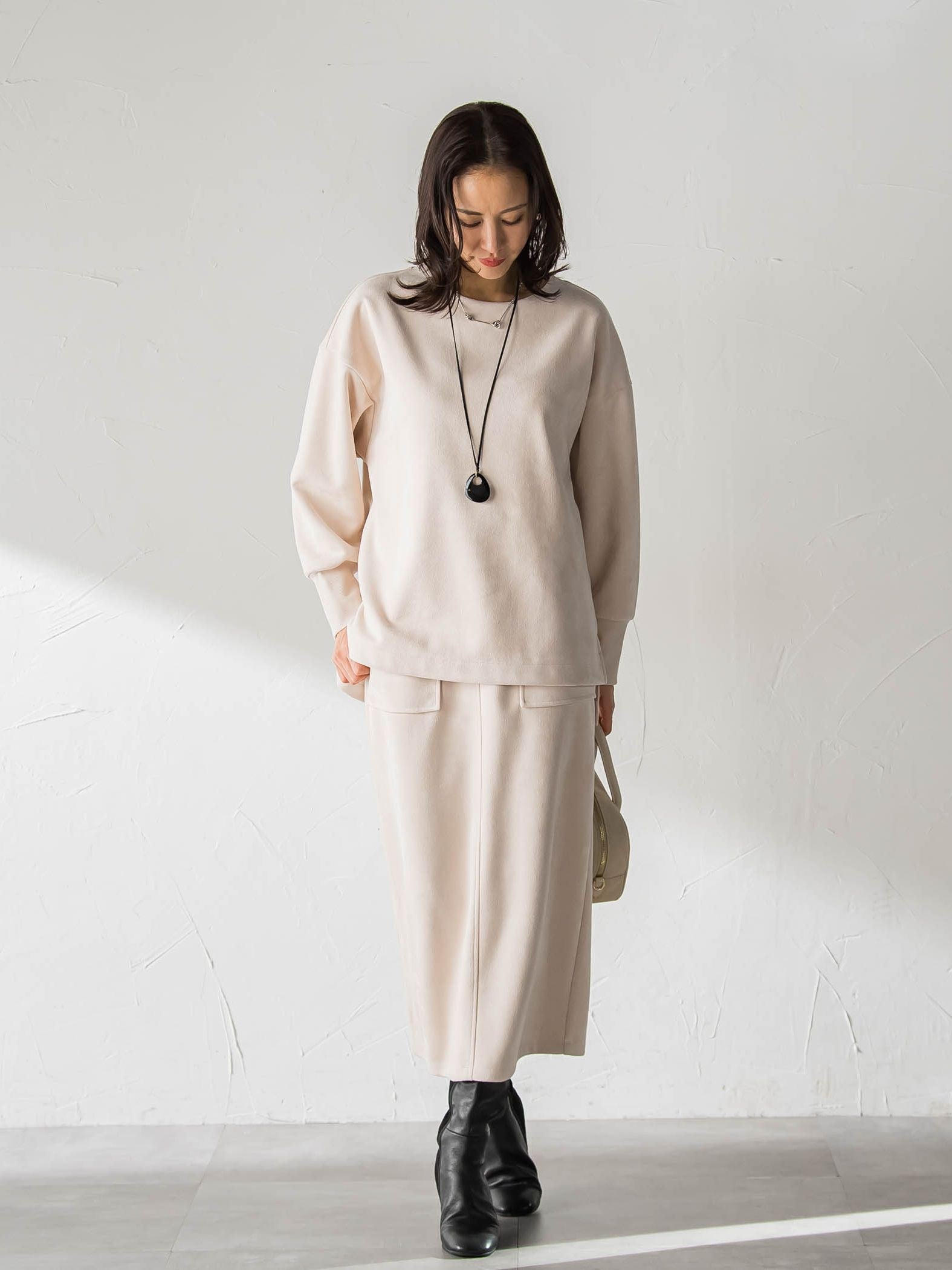 【WEB限定】フェイクスエードナロースカート≪セットアップ対応/洗える≫