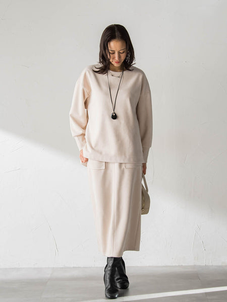 【WEB限定】フェイクスエードナロースカート≪セットアップ対応/洗える≫