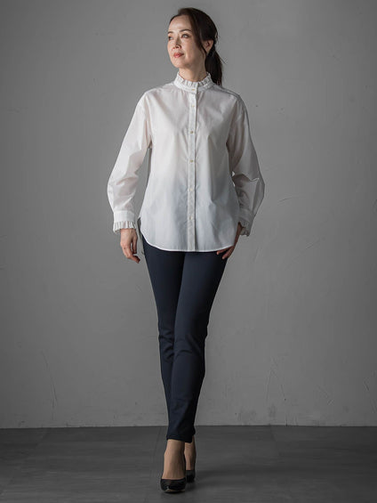 ネックフリルブラウス