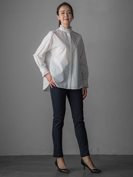 ネックフリルブラウス