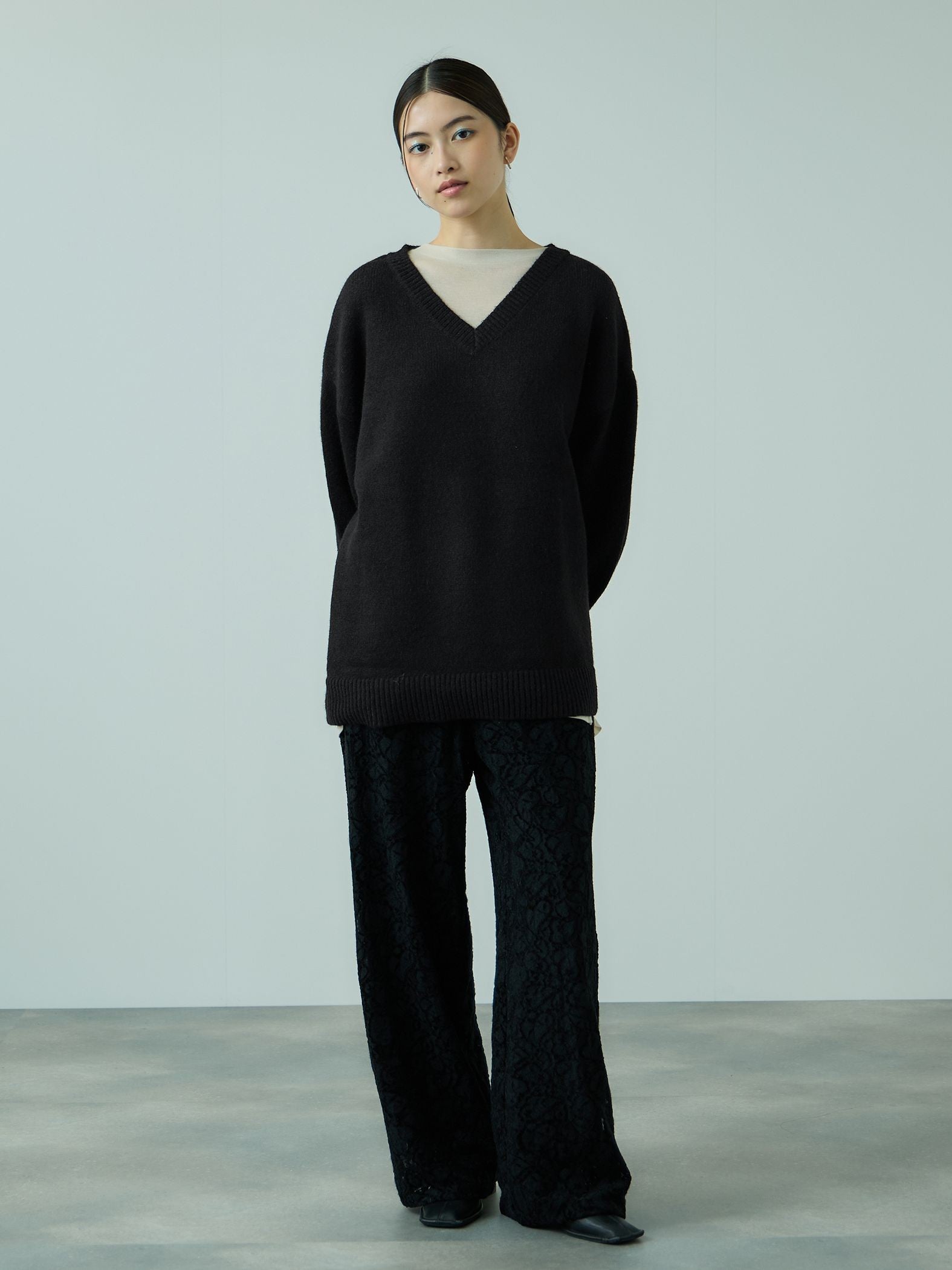 アルパカタッチVネックニットプルオーバー≪手洗い可能≫