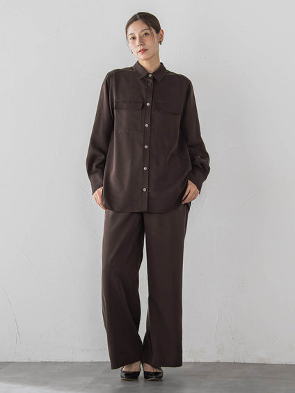 マイクロリヨセルピーチワイドパンツ
