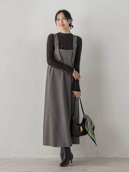 【新色追加】袖ボタンランダムリブニット≪手洗い可能≫