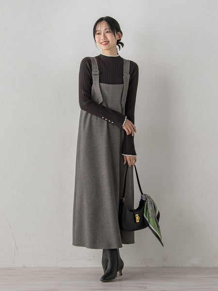 【新色追加】袖ボタンランダムリブニット≪手洗い可能≫