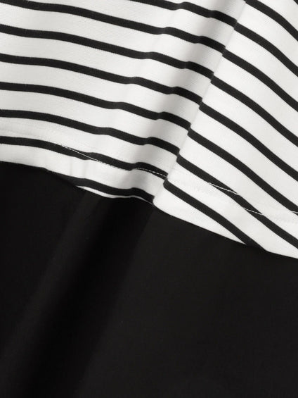 ポンチローマ異素材ラウンドヘムカットソー