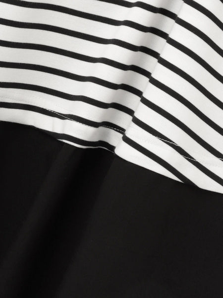 ポンチローマ異素材ラウンドヘムカットソー