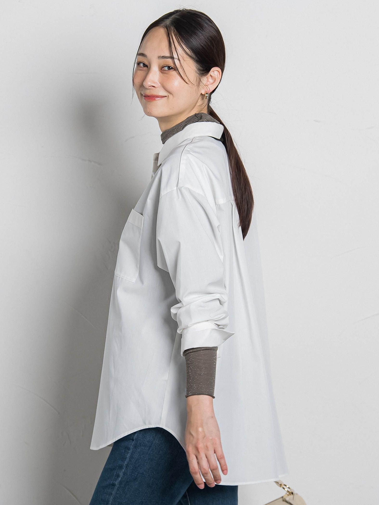 オーバーサイズシャツブラウス ≪洗濯機で洗える≫