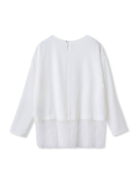 裾レースジョーゼットブラウス