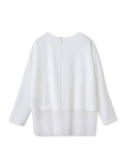 裾レースジョーゼットブラウス