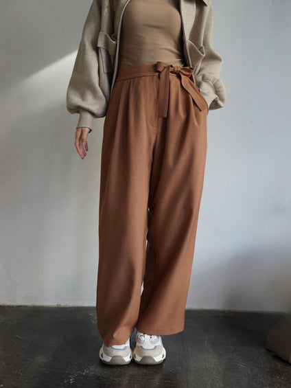 Belted Tack Pants［under150cmさんもオススメ］≪手洗い可能≫