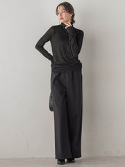 カシミヤシルクシアーラメカットソー≪手洗い可能≫