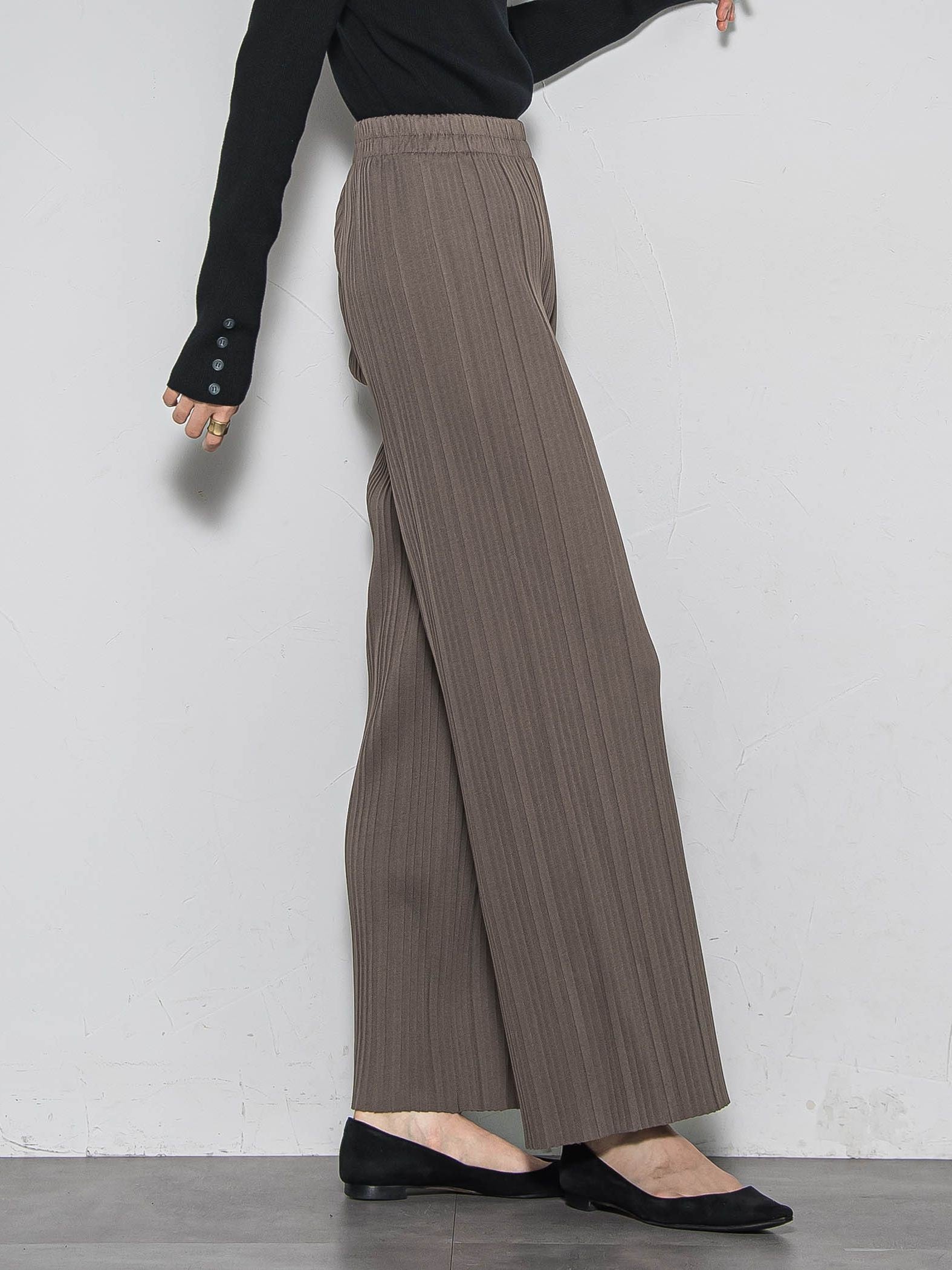 【WEB限定】裏起毛プリーツパンツ≪手洗い可能≫