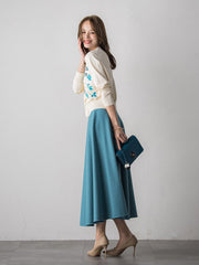 【新色追加】ボタニカルモチーフ刺繍カーディガン