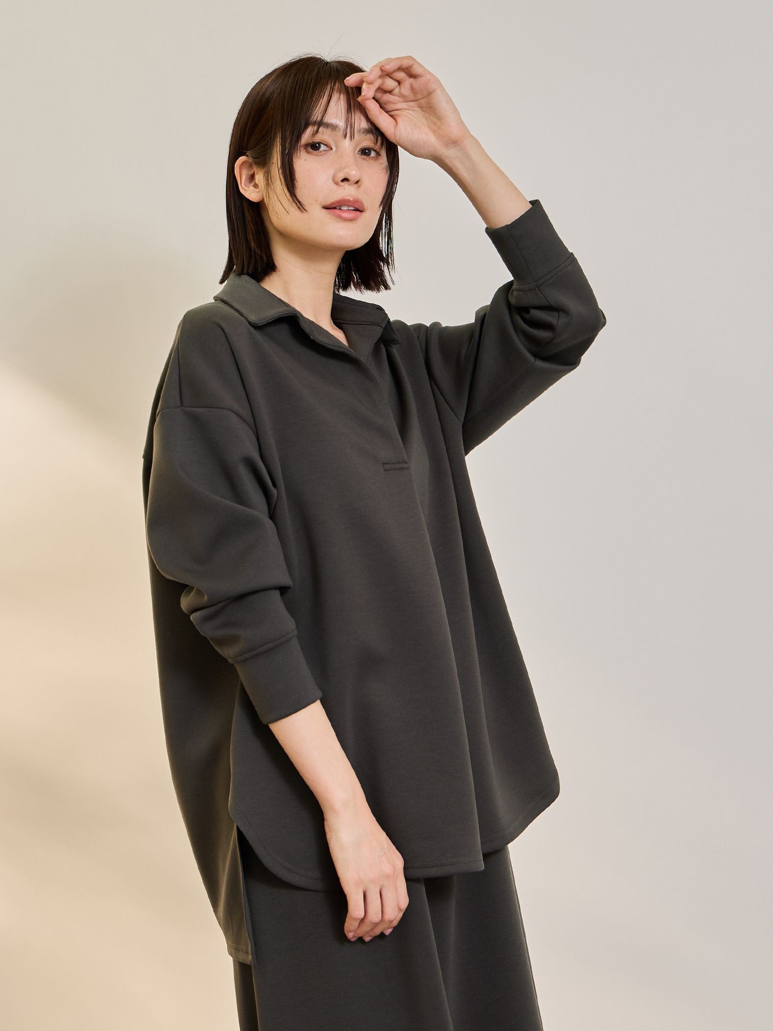 【SET】ダンボールニットスキッパートップ×スカート2ピース