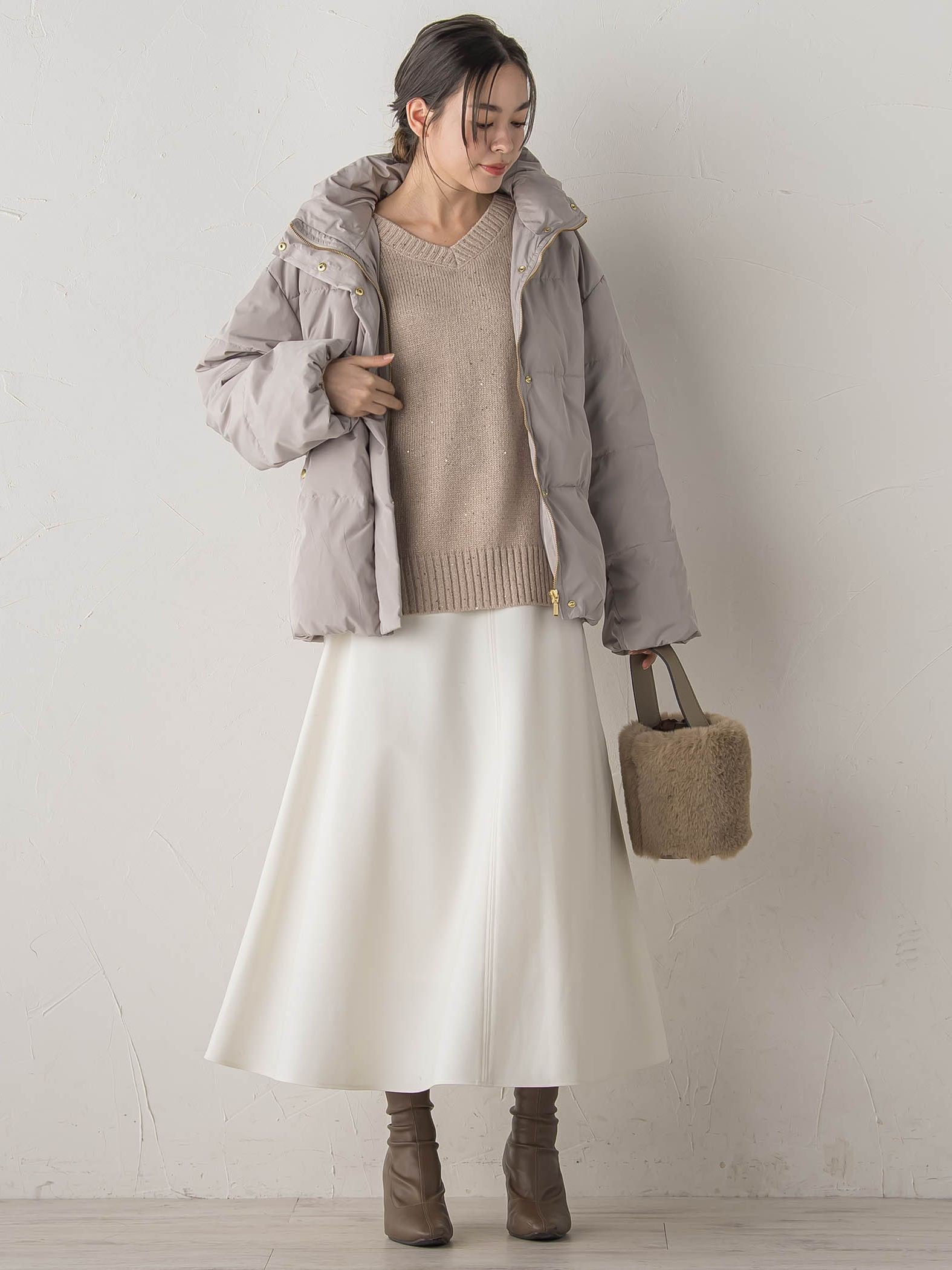 スパンコールVネックニット≪手洗い可能≫