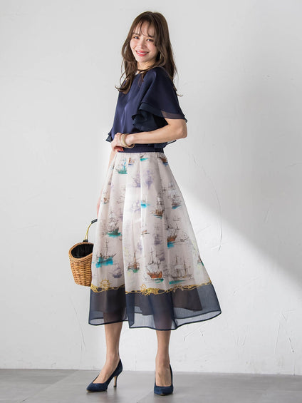 ラッフルスリーブブラウス