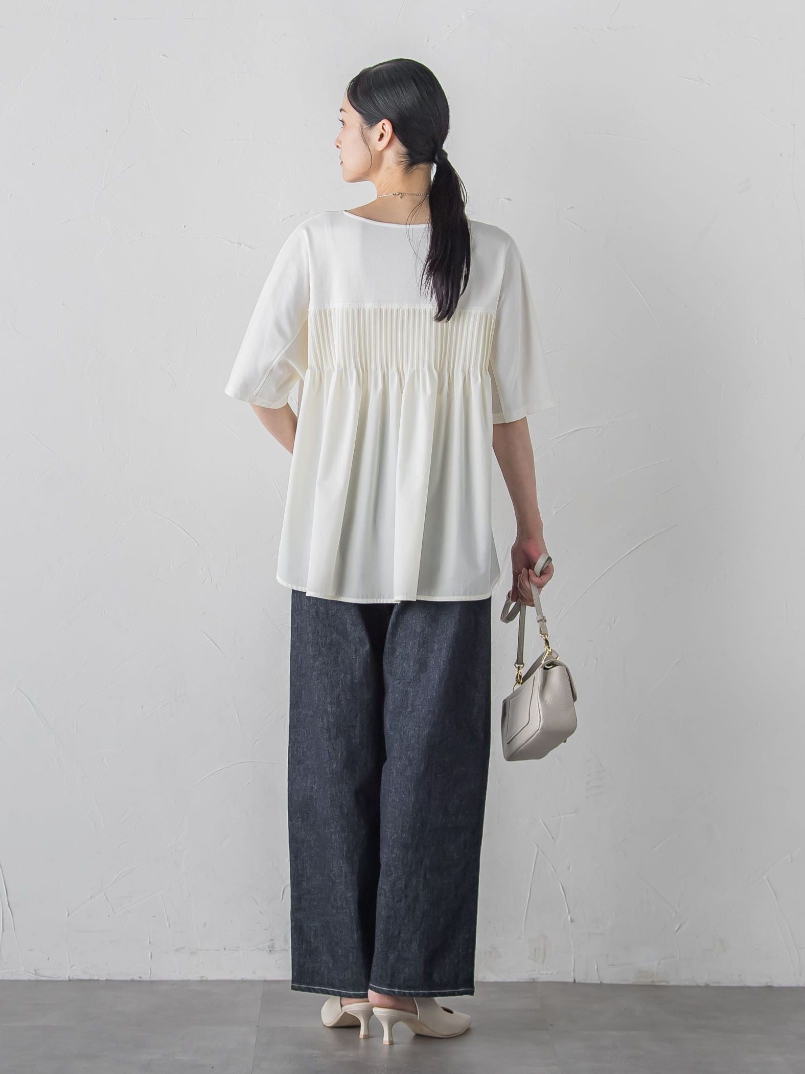 【WEB限定】≪夏の体型カバーに≫タックフレアカットソー