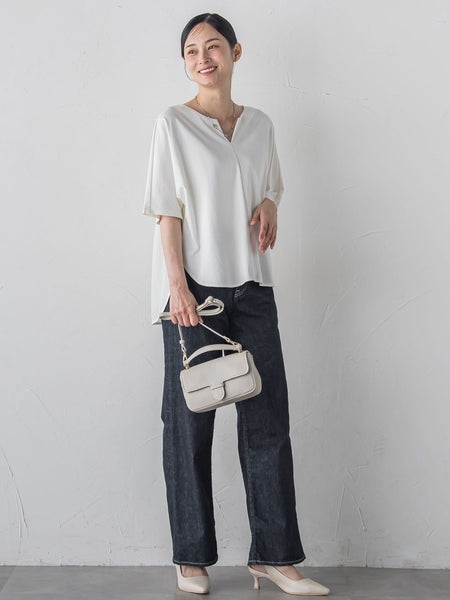 【WEB限定】≪夏の体型カバーに≫タックフレアカットソー