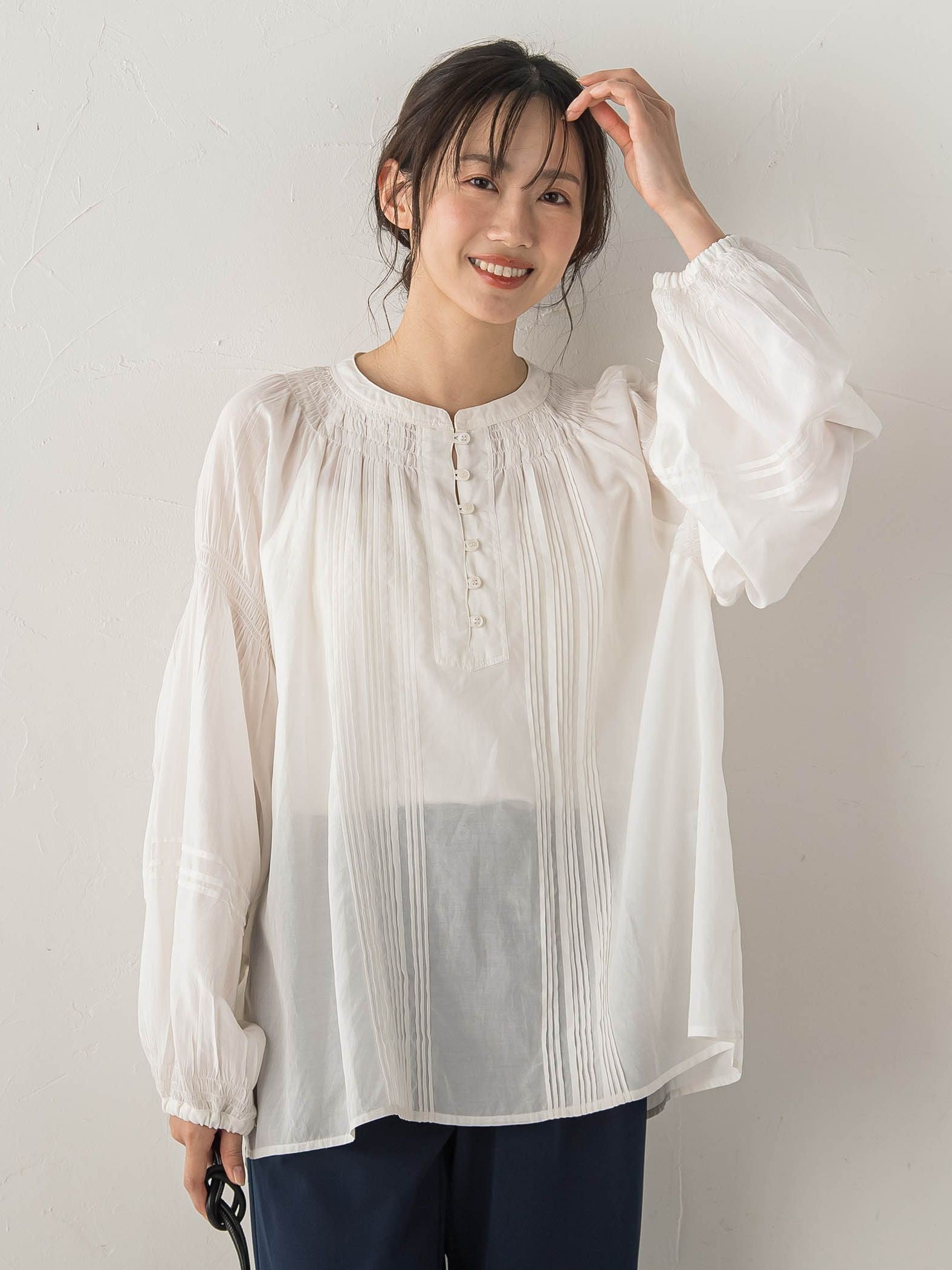 コットンシアーボイルブラウス
