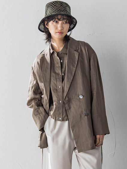 ペーパーリネンダブルブレストジャケット≪手洗い可能≫