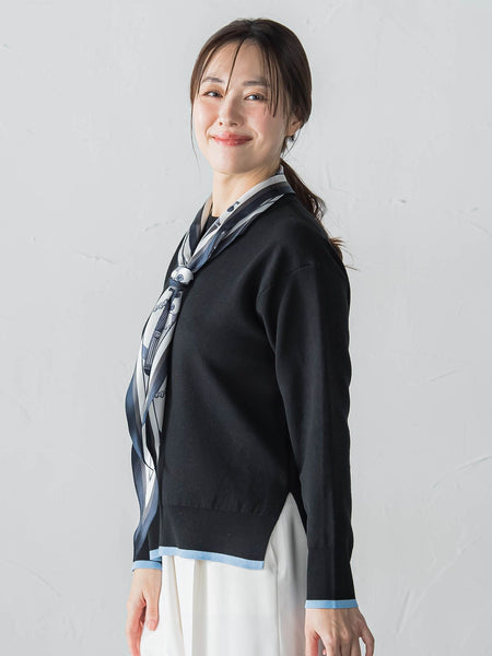 配色クルーネックニット≪洗える≫