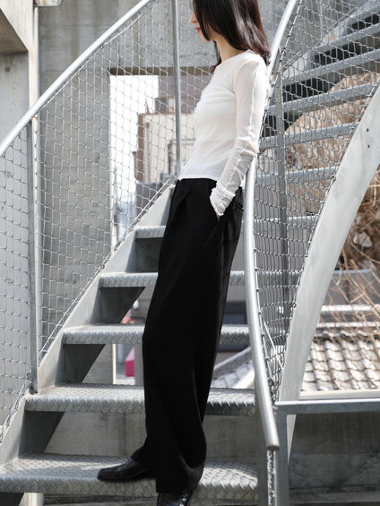 Tuck wide pants【日本製】≪手洗い可能≫
