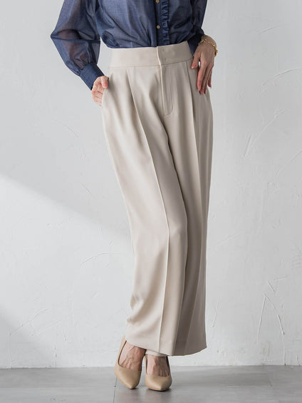 サスペンダー付きダブルサテンパンツ