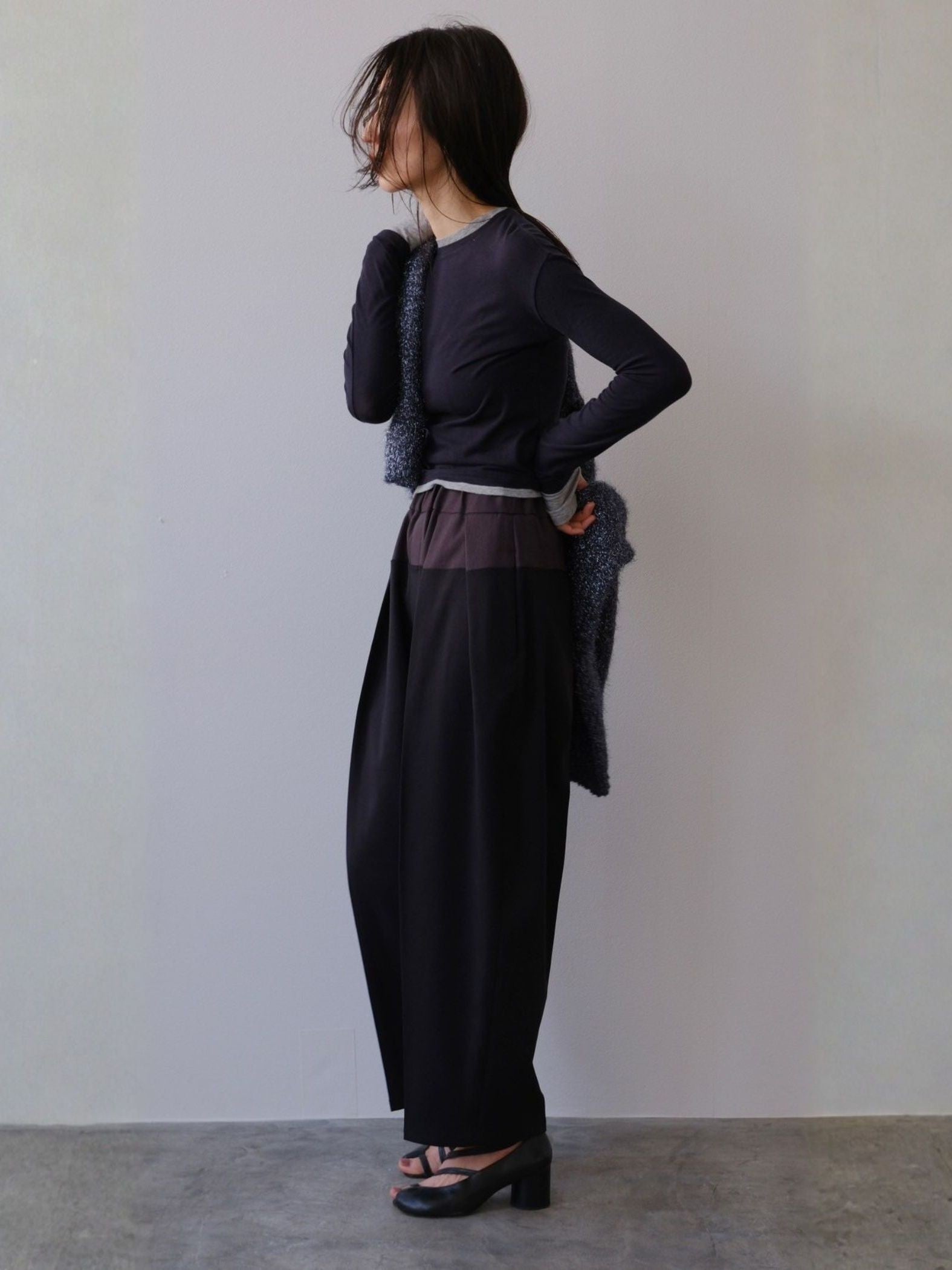 Bicolor curve pants【日本製】≪手洗い可能≫