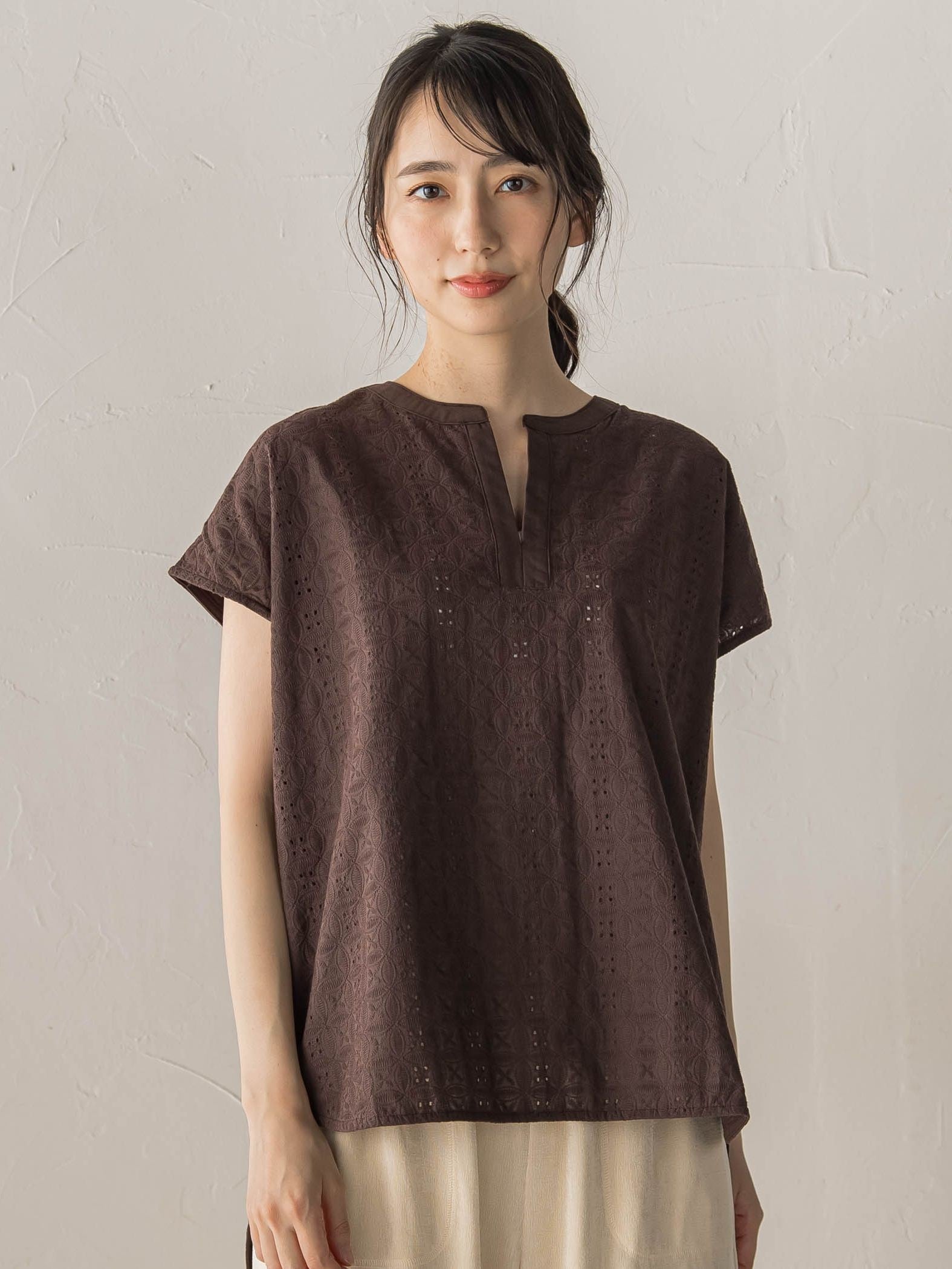 【WEB限定】異素材ドッキングブラウス